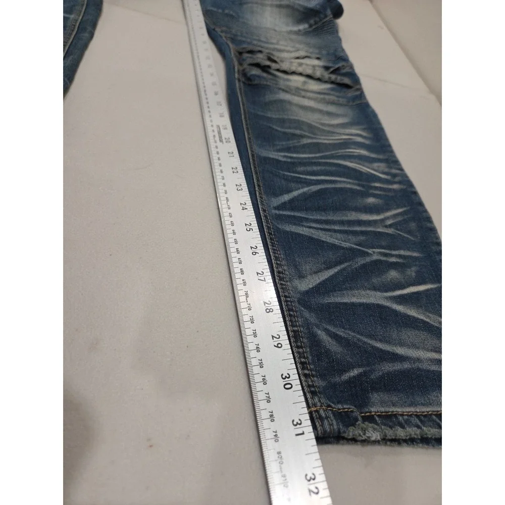 Victorious Denim Stretch Skinny Dark Blue Wash Jeans Size 38x32 Distressed